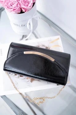 Discount Boto Damska Czarna Lakierowana Torebka Kopertówka