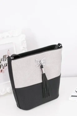 Online Damska Czarna Listonoszka Torebka z Frędzlem Listonoszki