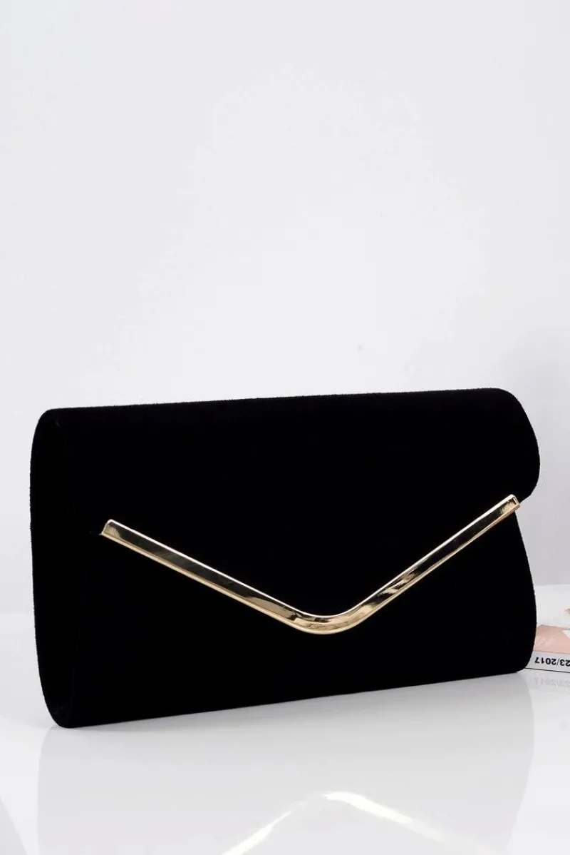 Kopertówki>Boto Damska Czarna Zamszowa Kopertówka ze Zdobieniem