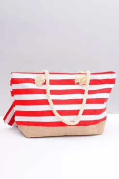 Torebki Plażowe>Boto Damska Czerwona Duża Marynarska Torebka Plażowa