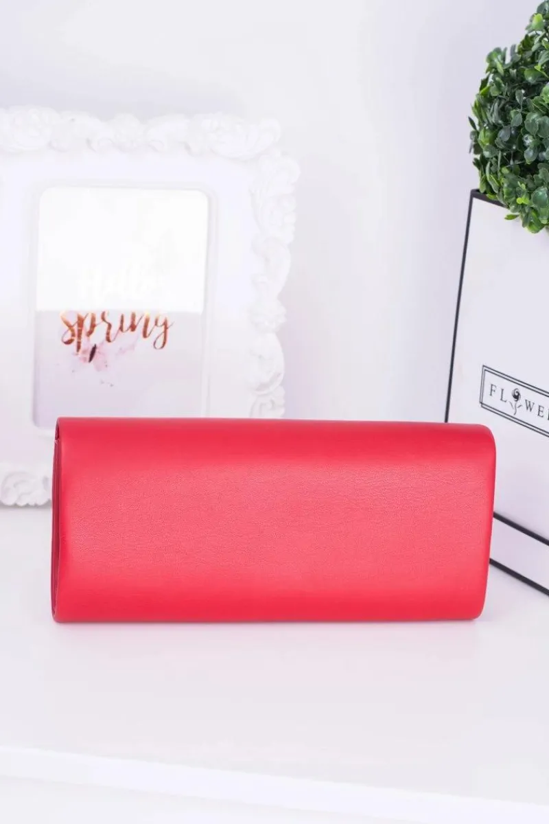 Online Boto Damska Czerwona Kopertówka Złoty Łańcuch