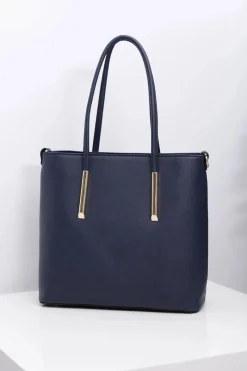 Outlet Damska Duża Granatowa Klasyczna Torebka Torebki Klasyczne
