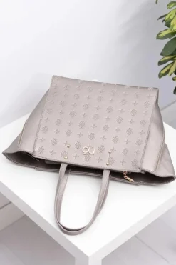 Sale Damska Duża Szaro Złota Torba Torebki Nobo