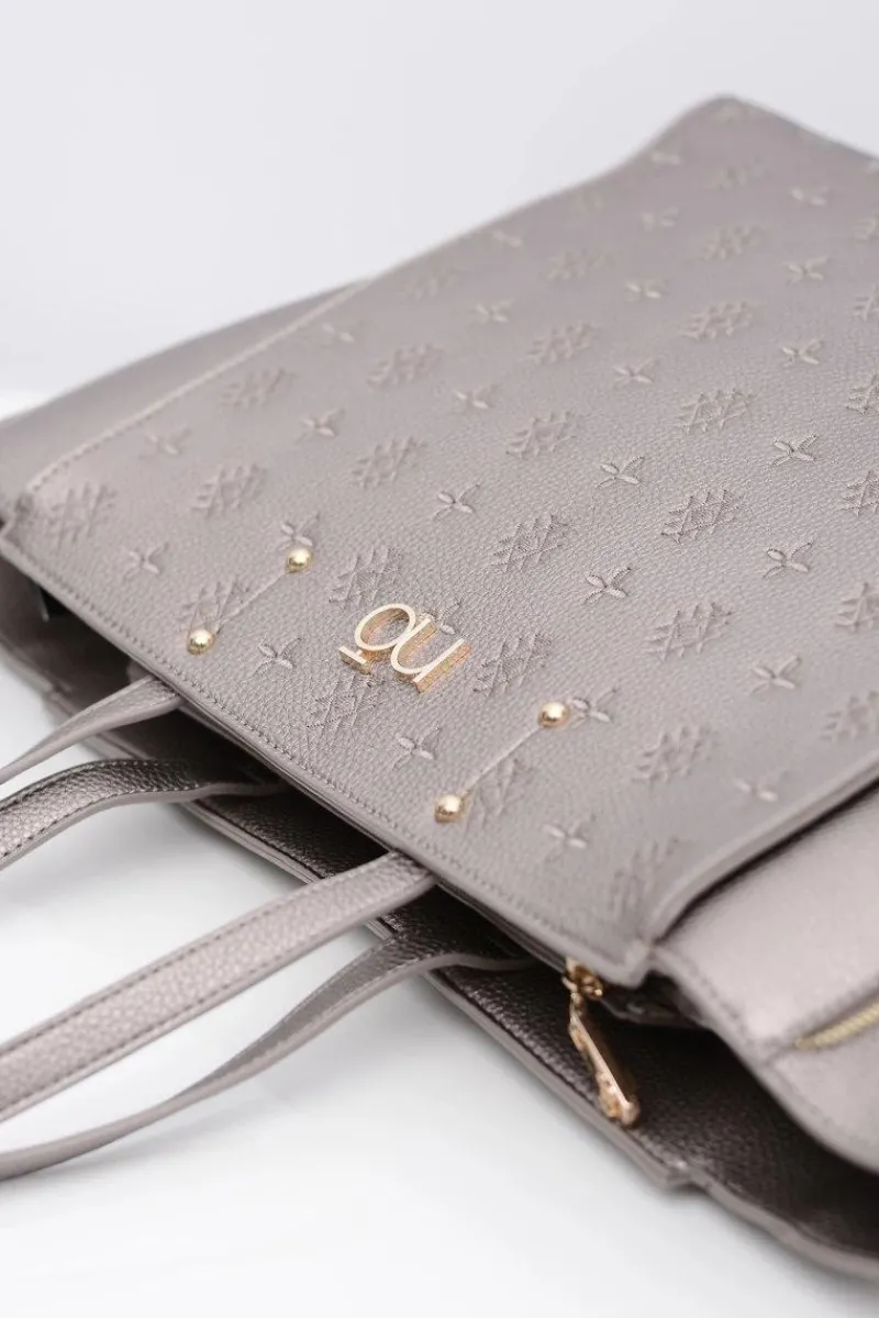 Sale Damska Duża Szaro Złota Torba Torebki Nobo