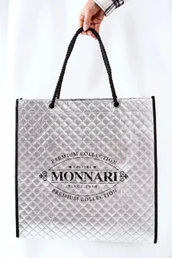 Outlet Damska Duża Torba Shopper NBAG0030-022 Srebrna Torby Podróżne|Torebki Plażowe