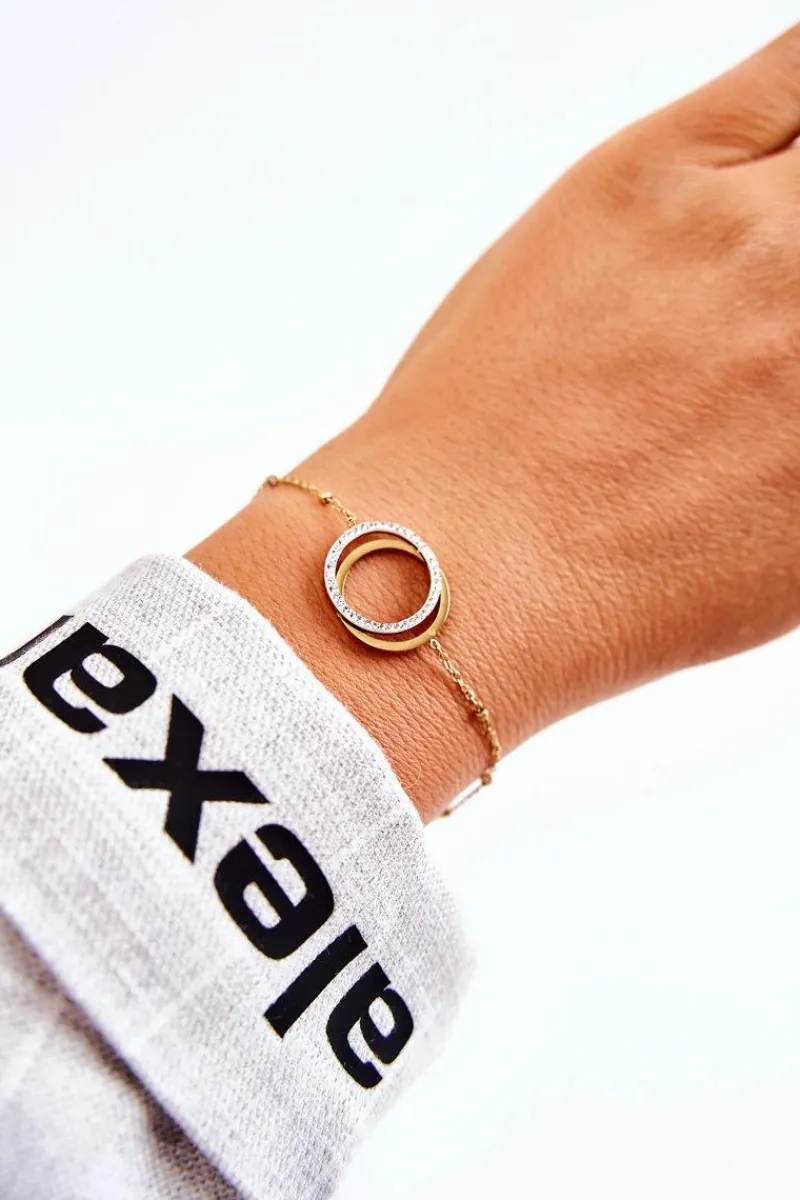 New Damska Elegancka Bransoletka Z Ozdobami I Cyrkoniami Złota Bransoletki