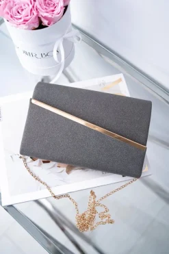 Kopertówki>Boto Damska Grafitowa Torebka Wieczorowa Brokat