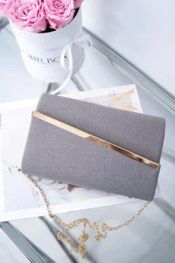 New Damska Grafitowa Torebka Wieczorowa Brokat Kopertówki