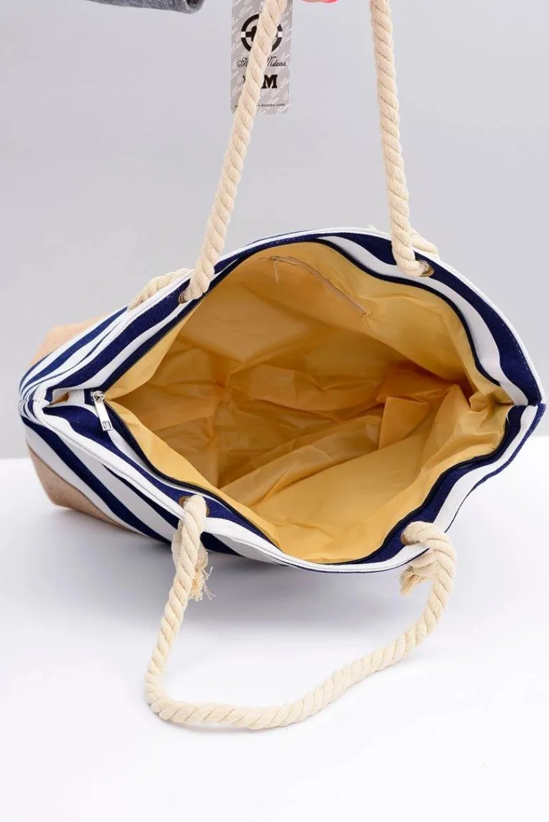 Hot Boto Damska Granatowa Duża Marynarska Torebka Plażowa