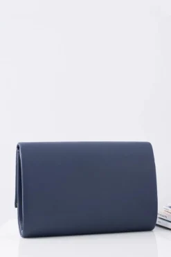 Clearance Boto Damska Licowa Kopertówka Na Złotym Łańcuszku Granatowa