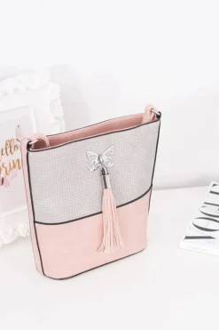 Listonoszki>Boto Damska Listonoszka Torebka z Frędzlem Pudrowy Róż