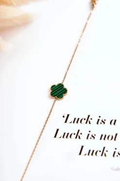 New Glam Chic Damska Modna Bransoletka Z Zielono-Czarnym Kwiatem Złota