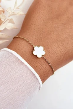 Bransoletki>Glam Chic Damska Modna Bransoletka Z Biało-Czarnym Kwiatem Złota