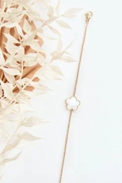 Bransoletki>Glam Chic Damska Modna Bransoletka Z Biało-Czarnym Kwiatem Złota