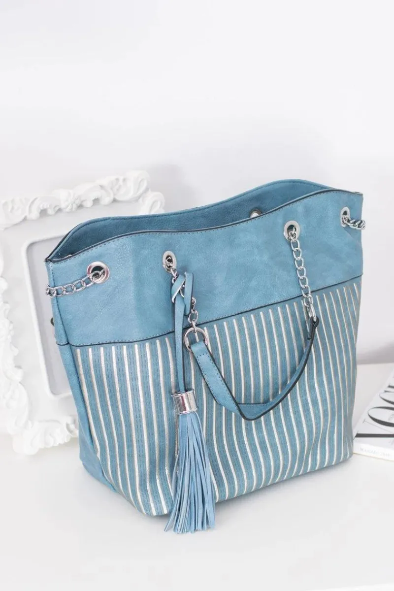 Clearance Damska Niebieska Klasyczna Torebka z Frędzlem Torebki Klasyczne