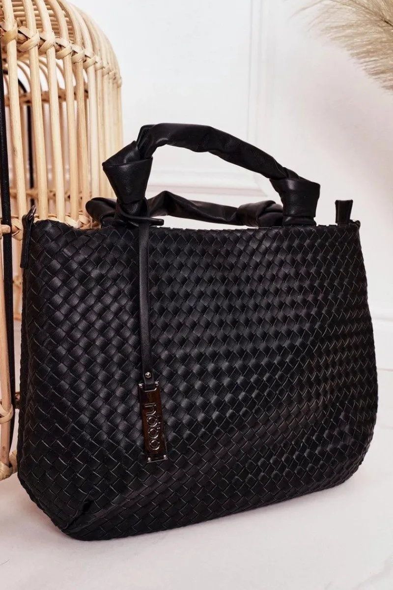 Torebki Nobo|Torebki Klasyczne>Nobo Damska Pleciona Torebka Shopper NBAG-K1320 Czarna