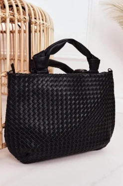 Torebki Nobo|Torebki Klasyczne>Nobo Damska Pleciona Torebka Shopper NBAG-K1320 Czarna