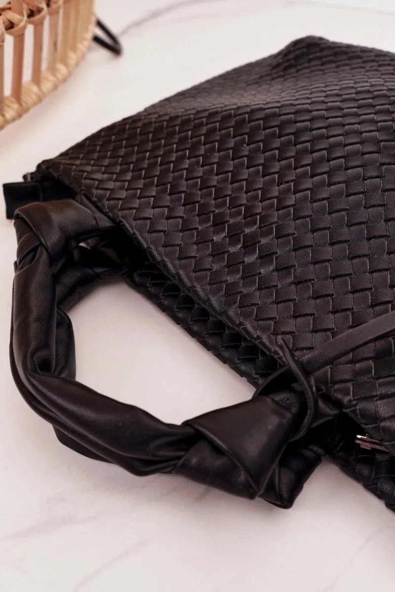 Torebki Nobo|Torebki Klasyczne>Nobo Damska Pleciona Torebka Shopper NBAG-K1320 Czarna