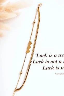 Bransoletki>Boto Damska Podwójna Bransoletka Trzy Serca Złota