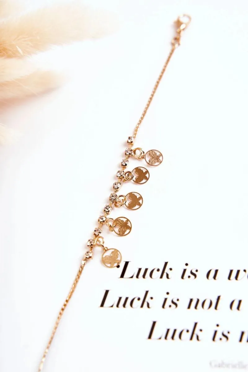 Sale Boto Damska Regulowana Bransoletka Z Cyrkoniami Motyle Złota