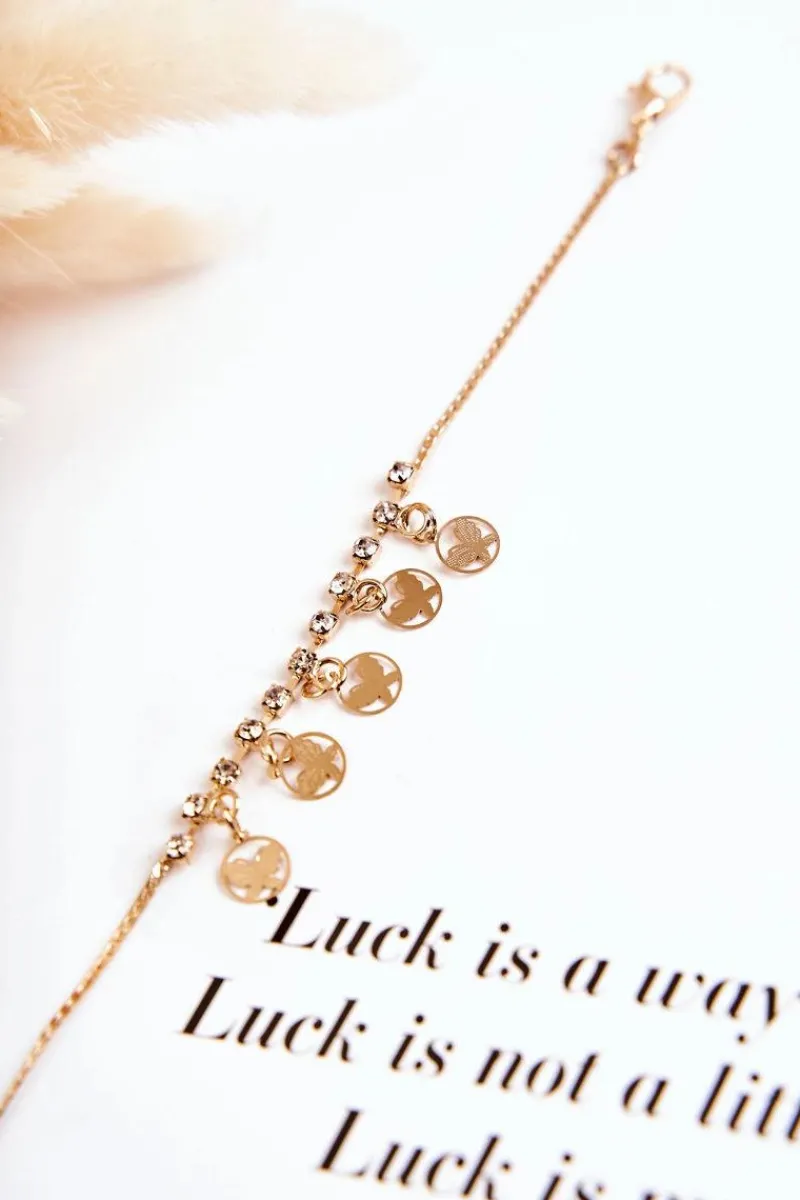 Sale Boto Damska Regulowana Bransoletka Z Cyrkoniami Motyle Złota