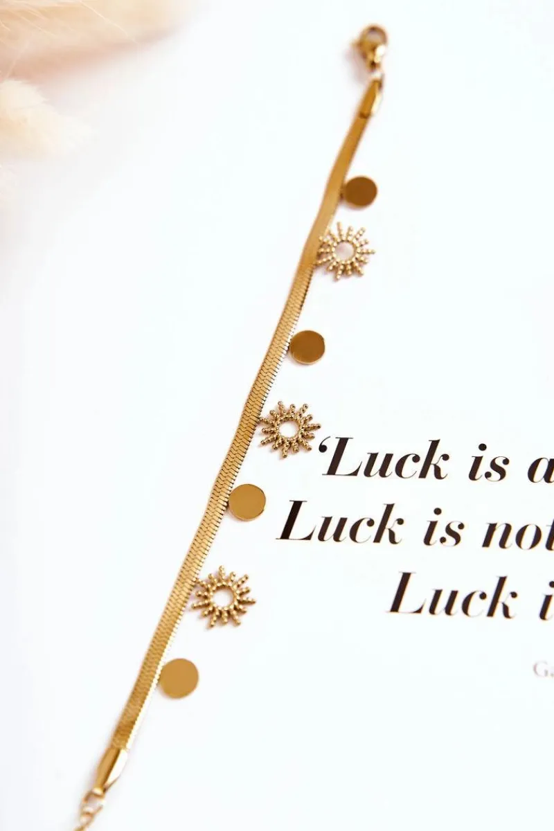 New Damska Regulowana Bransoletka Słońca I Koła Złota Bransoletki