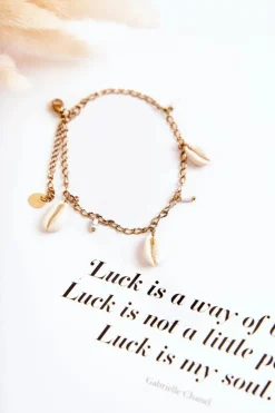 Bransoletki>Boto Damska Regulowana Bransoletka Na Kostkę Muszelki Złota