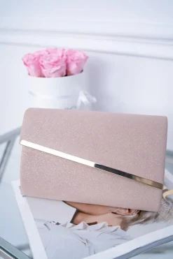 New Boto Damska Różowa Torebka Wieczorowa Brokat