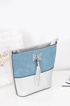 Listonoszki>Boto Damska Srebrna Listonoszka Torebka z Frędzlem