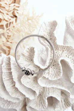 Bransoletki>Boto Damska Stalowa Bransoletka Charmsy Z Koniczyną Srebrna