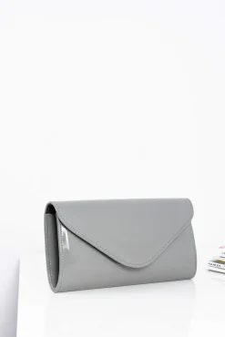 Kopertówki>Boto Damska Szara Lakierowana Torebka do Ręki Kopertówka