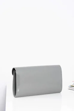 Kopertówki>Boto Damska Szara Lakierowana Torebka do Ręki Kopertówka