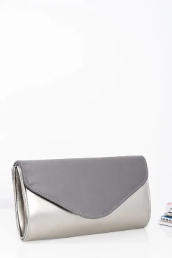 Best Damska Szaro Srebrna Zamszowa Kopertówka Łańcuszek Kopertówki