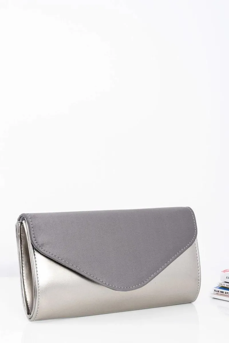 Best Damska Szaro Srebrna Zamszowa Kopertówka Łańcuszek Kopertówki