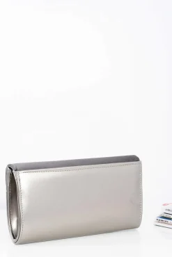 Best Damska Szaro Srebrna Zamszowa Kopertówka Łańcuszek Kopertówki