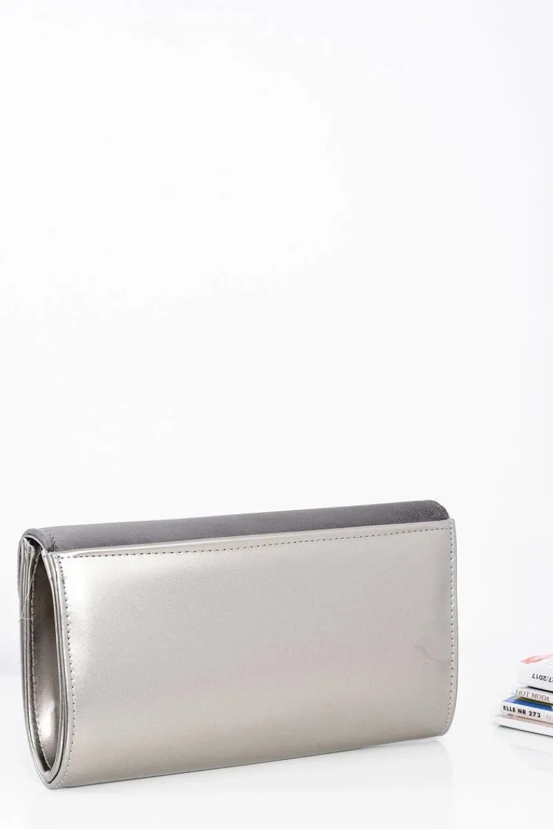 Best Damska Szaro Srebrna Zamszowa Kopertówka Łańcuszek Kopertówki