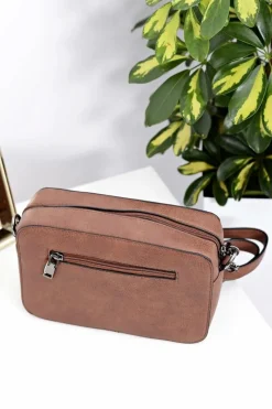 Sale Damska Torebka Brązowa Listonoszka z Ćwiekami Listonoszki