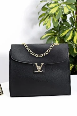 Hot Boto Damska Torebka Czarna Klasyczna z Łańcuszkiem