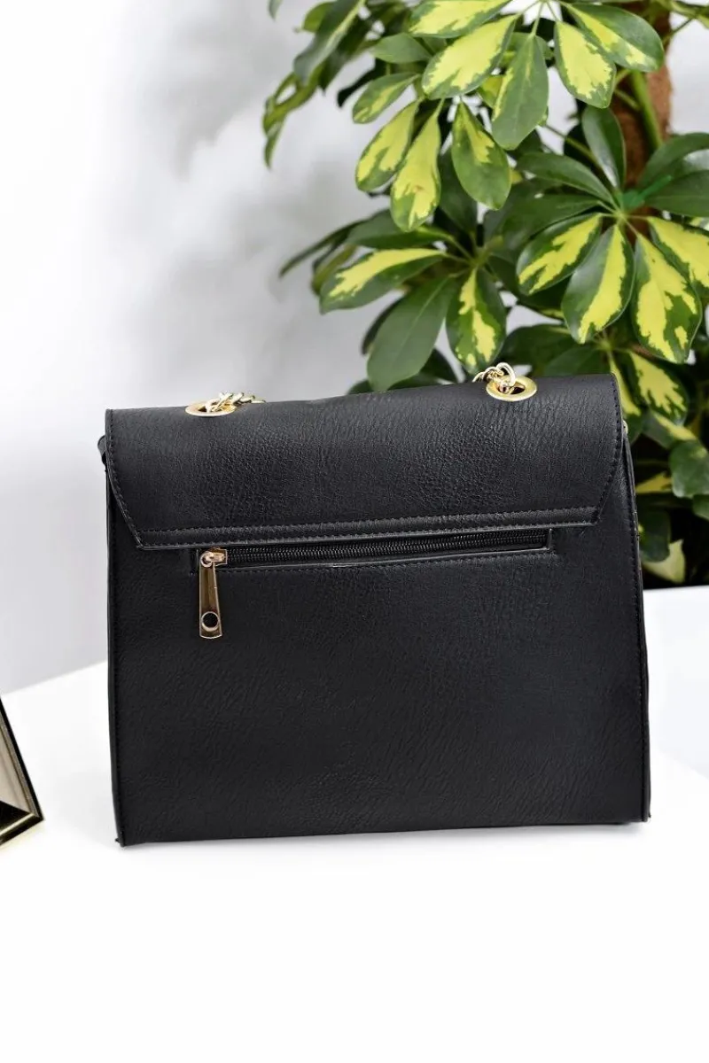 Hot Boto Damska Torebka Czarna Klasyczna z Łańcuszkiem