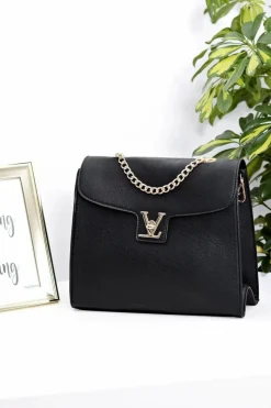 Hot Boto Damska Torebka Czarna Klasyczna z Łańcuszkiem