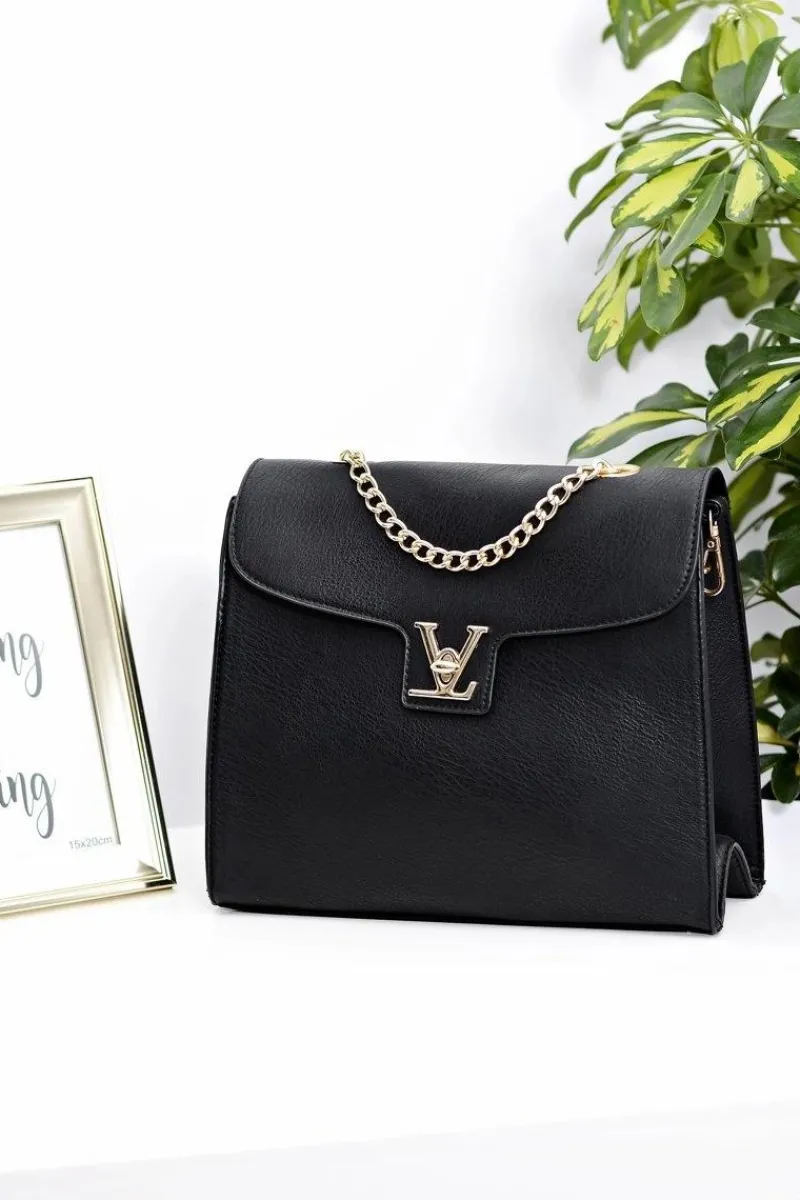 Hot Boto Damska Torebka Czarna Klasyczna z Łańcuszkiem