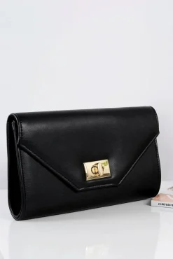 Kopertówki>Boto Damska Torebka Czarna Kopertówka Złoty Łańcuszek