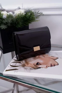 Online Boto Damska Torebka Czarna Lakierowana Stylowa Kopertówka