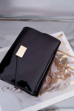 Online Boto Damska Torebka Czarna Lakierowana Stylowa Kopertówka