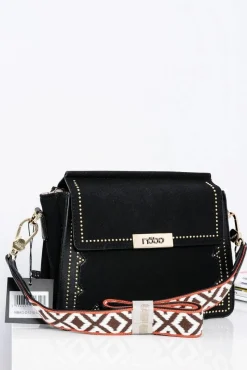 Online Boto Damska Torebka Czarna Listonoszka z Cyrkoniami