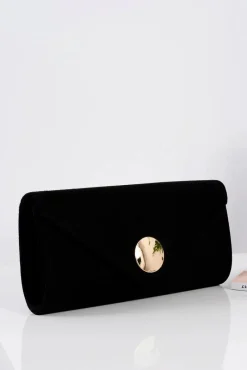 New Damska Torebka Czarna Zamszowa Kopertówka Złoty Łańcuszek Kopertówki
