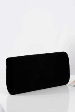 New Damska Torebka Czarna Zamszowa Kopertówka Złoty Łańcuszek Kopertówki