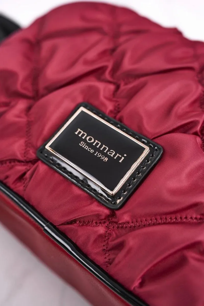 Monnari Damska Torebka Listonoszka BAG4010-005 Pikowana Burgundowa