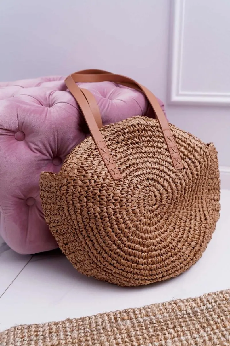 Torebki Klasyczne>Boto Damska Torebka Pleciona 100% Papier Luna Camel