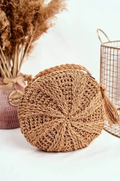 Online Damska Torebka Pleciona Boho Camel Torebki Klasyczne